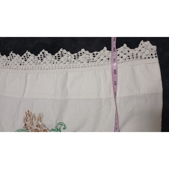 Peacocks Hand Embroidered Vintage Pillowcase Standard Single Cotton lace - Picture 6 of 7